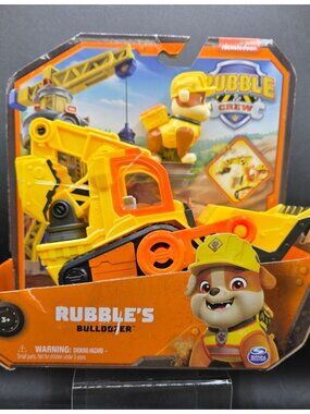 Rubble And Crew Paw Patrol Bulldozer Vehicle Yellow New Ages 3+